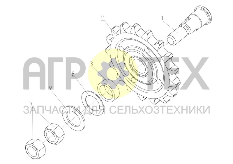 Звёздочка натяжная (54-2-48) (№11 на схеме)